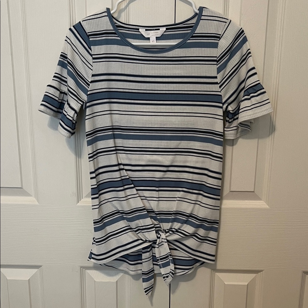 Lauren Conrad Striped Blue and White Women's Top